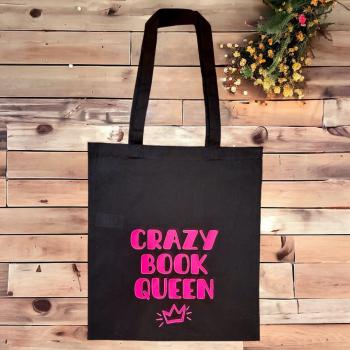 Baumwollbeutel "Crazy Book Queen"